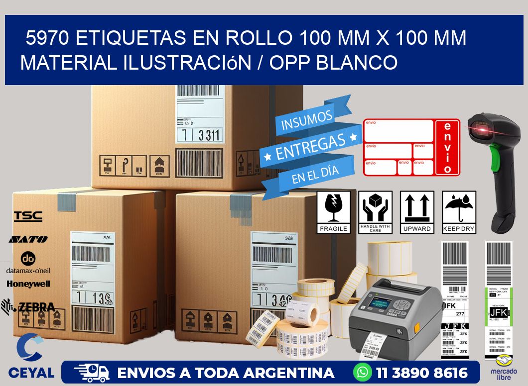5970 Etiquetas en rollo 100 mm x 100 mm material Ilustración / OPP Blanco