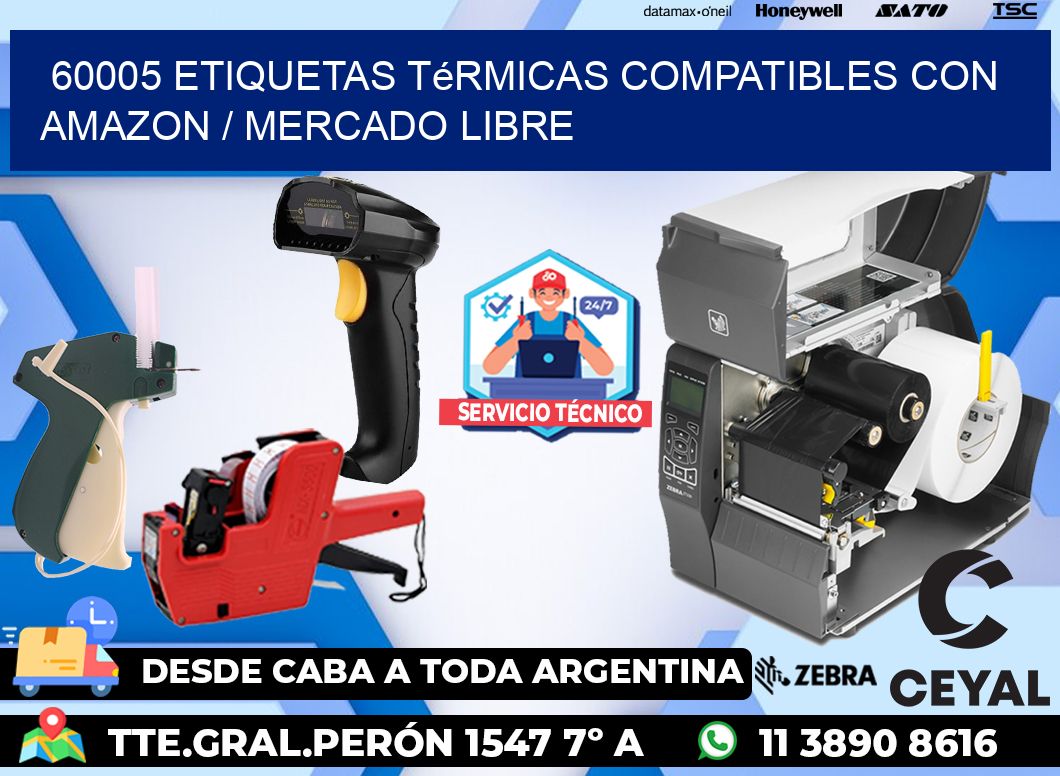 60005 etiquetas térmicas compatibles con Amazon / Mercado Libre