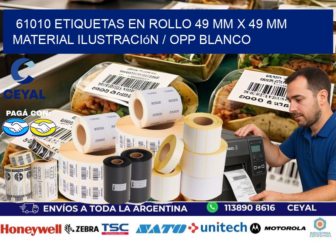 61010 Etiquetas en rollo 49 mm x 49 mm material Ilustración / OPP Blanco