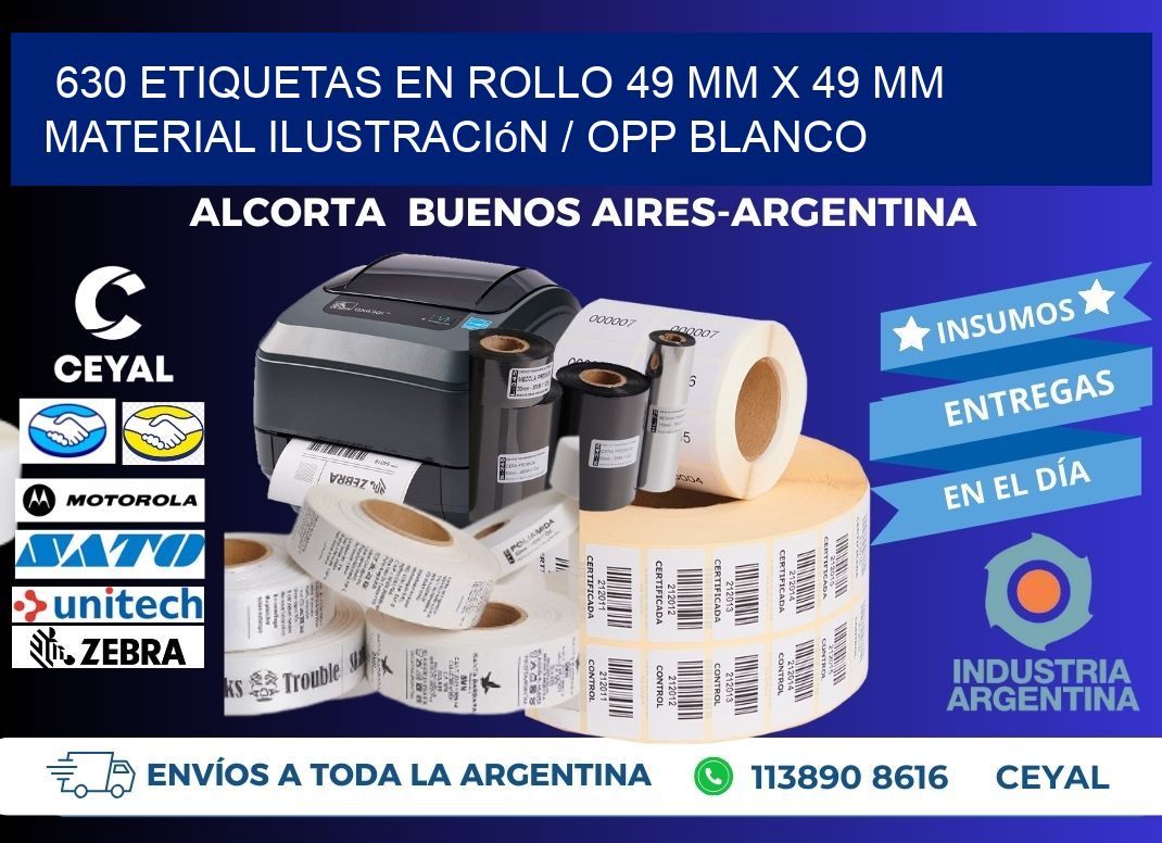 630 Etiquetas en rollo 49 mm x 49 mm material Ilustración / OPP Blanco