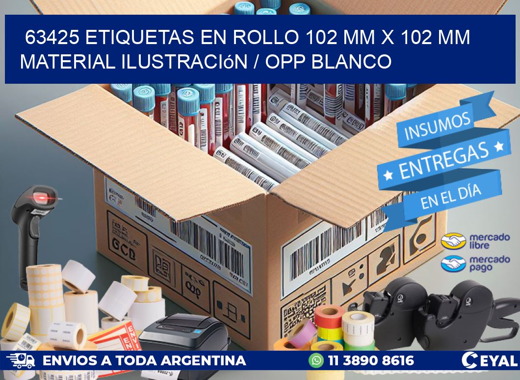 63425 Etiquetas en rollo 102 mm x 102 mm material Ilustración / OPP Blanco