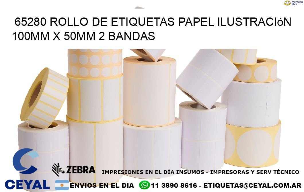65280 Rollo de Etiquetas Papel Ilustración 100mm x 50mm 2 Bandas