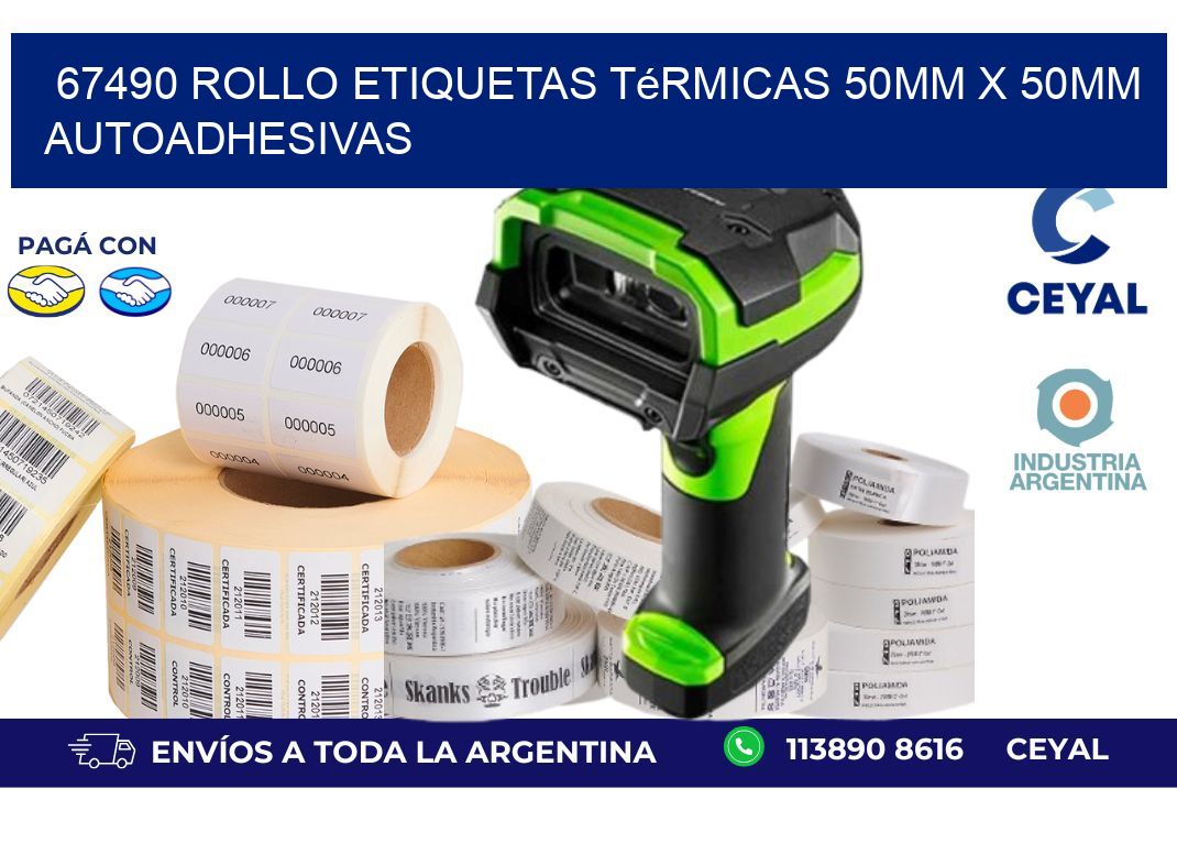 67490 Rollo Etiquetas Térmicas 50mm X 50mm Autoadhesivas