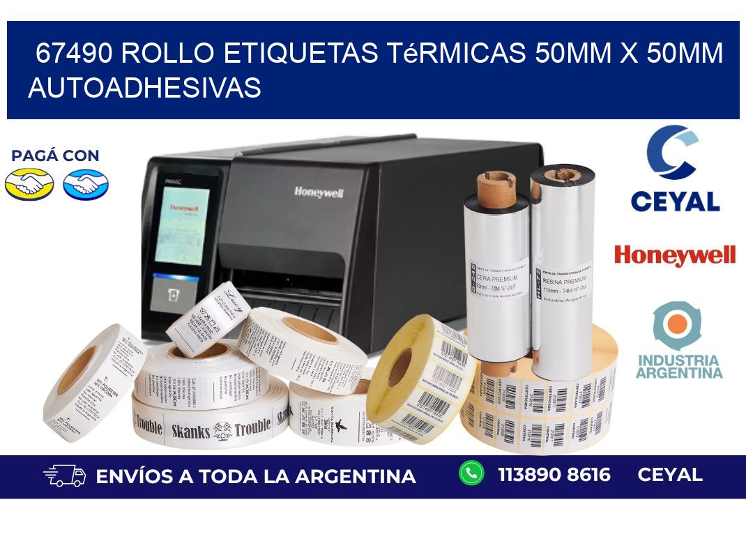 67490 Rollo Etiquetas Térmicas 50mm X 50mm Autoadhesivas