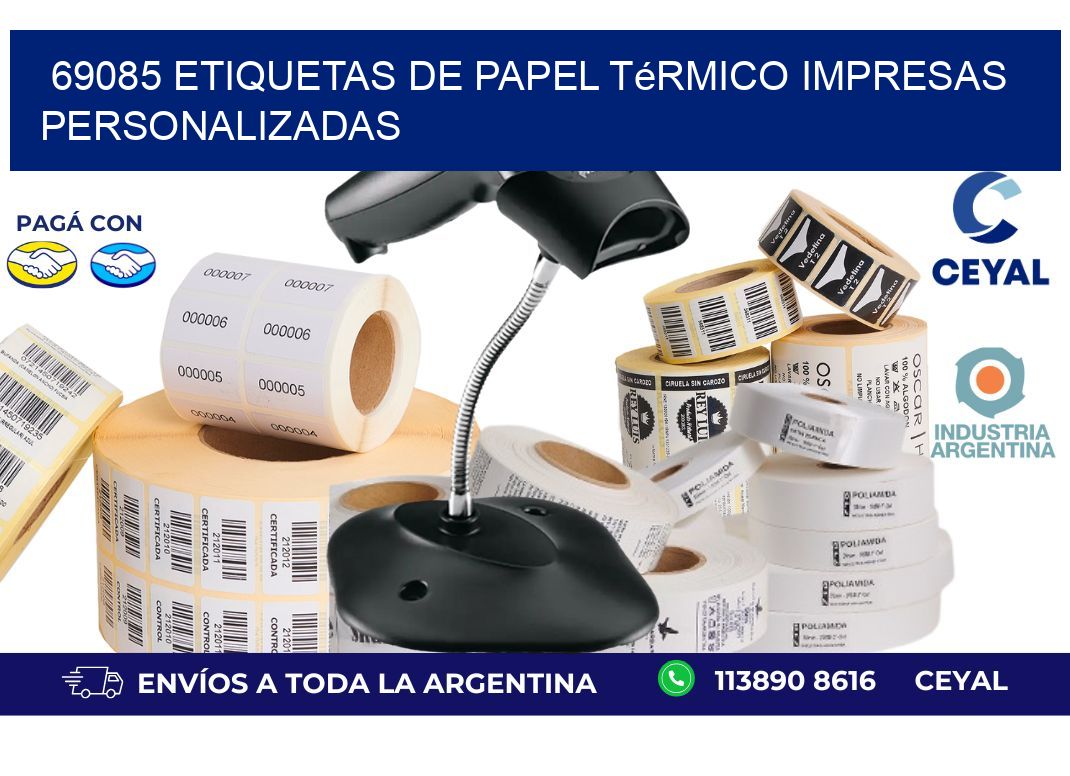 69085 Etiquetas de papel térmico impresas personalizadas