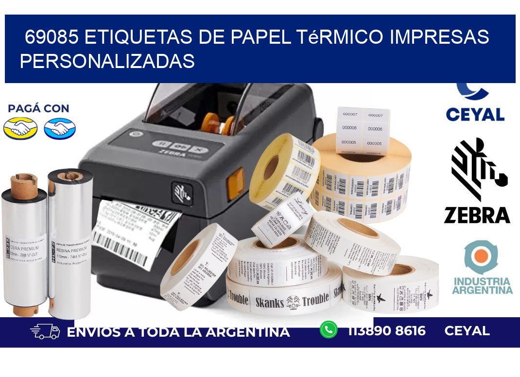 69085 Etiquetas de papel térmico impresas personalizadas