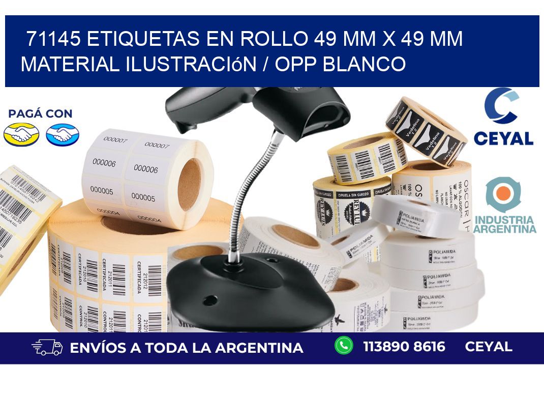 71145 Etiquetas en rollo 49 mm x 49 mm material Ilustración / OPP Blanco
