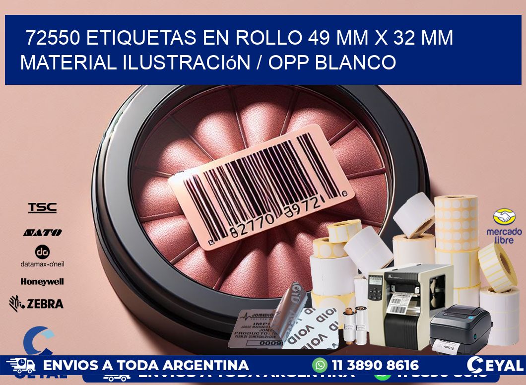 72550 Etiquetas en rollo 49 mm x 32 mm material Ilustración / OPP Blanco