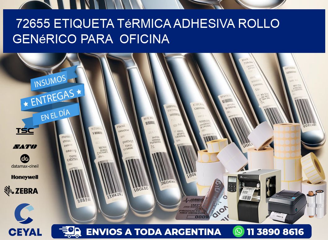 72655 Etiqueta térmica adhesiva Rollo genérico para oficina