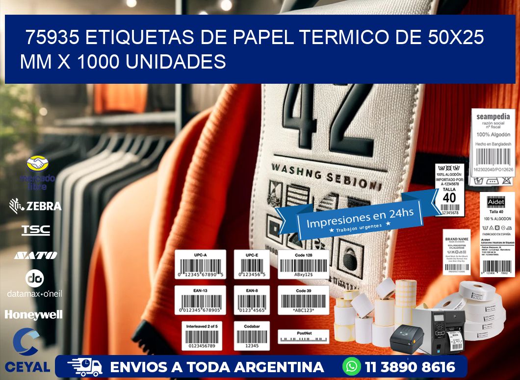 75935 Etiquetas De Papel Termico De 50x25 Mm X 1000 Unidades