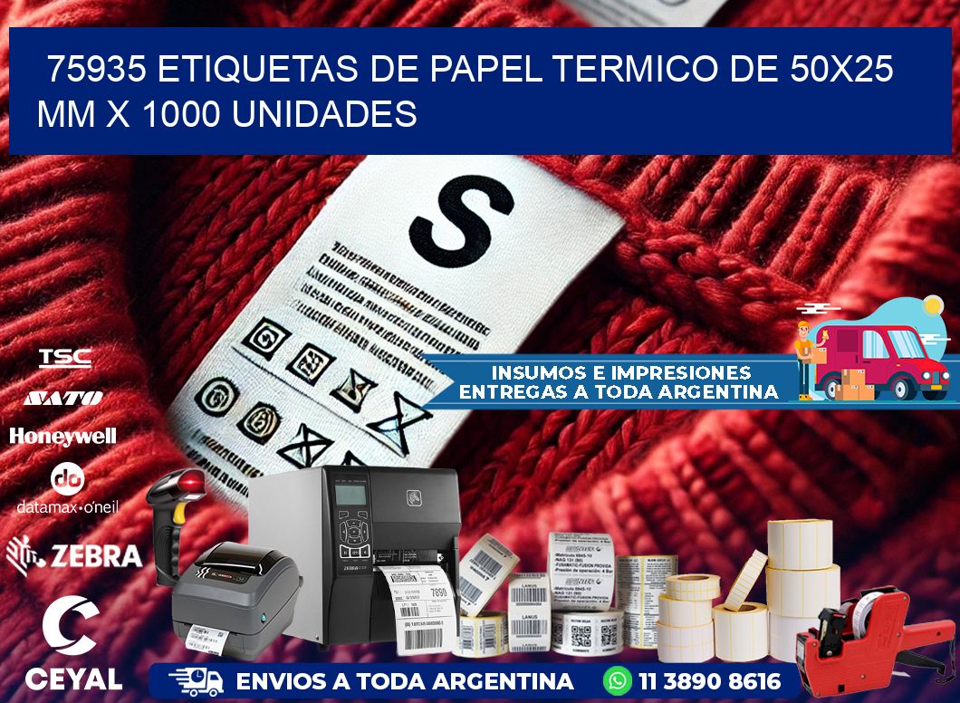 75935 Etiquetas De Papel Termico De 50x25 Mm X 1000 Unidades