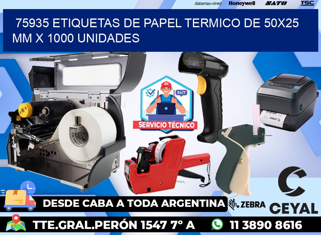 75935 Etiquetas De Papel Termico De 50x25 Mm X 1000 Unidades