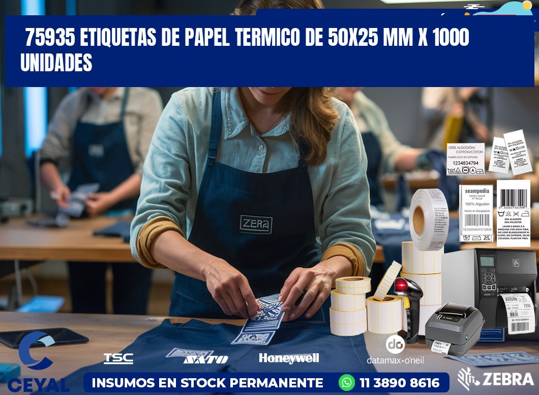 75935 Etiquetas De Papel Termico De 50×25 Mm X 1000 Unidades