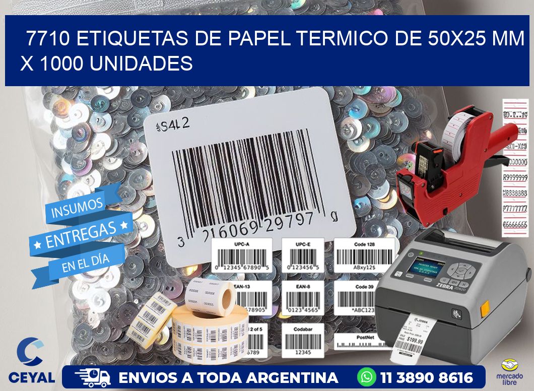 7710 Etiquetas De Papel Termico De 50x25 Mm X 1000 Unidades
