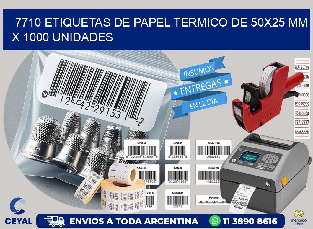 7710 Etiquetas De Papel Termico De 50x25 Mm X 1000 Unidades