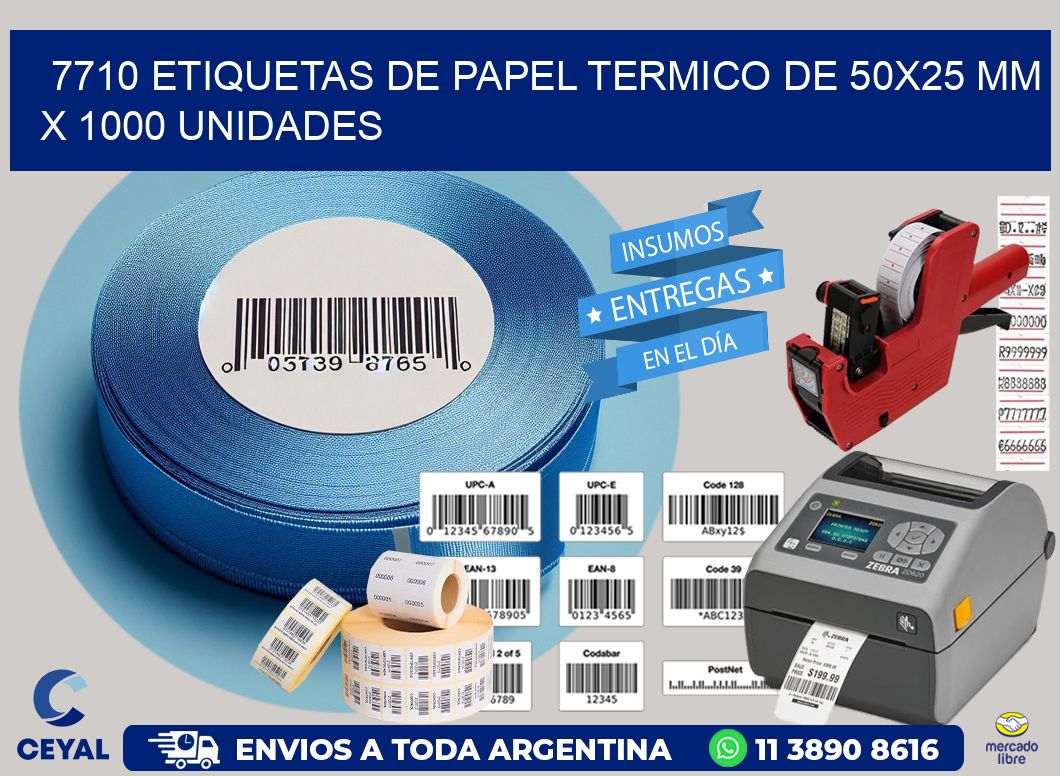7710 Etiquetas De Papel Termico De 50x25 Mm X 1000 Unidades