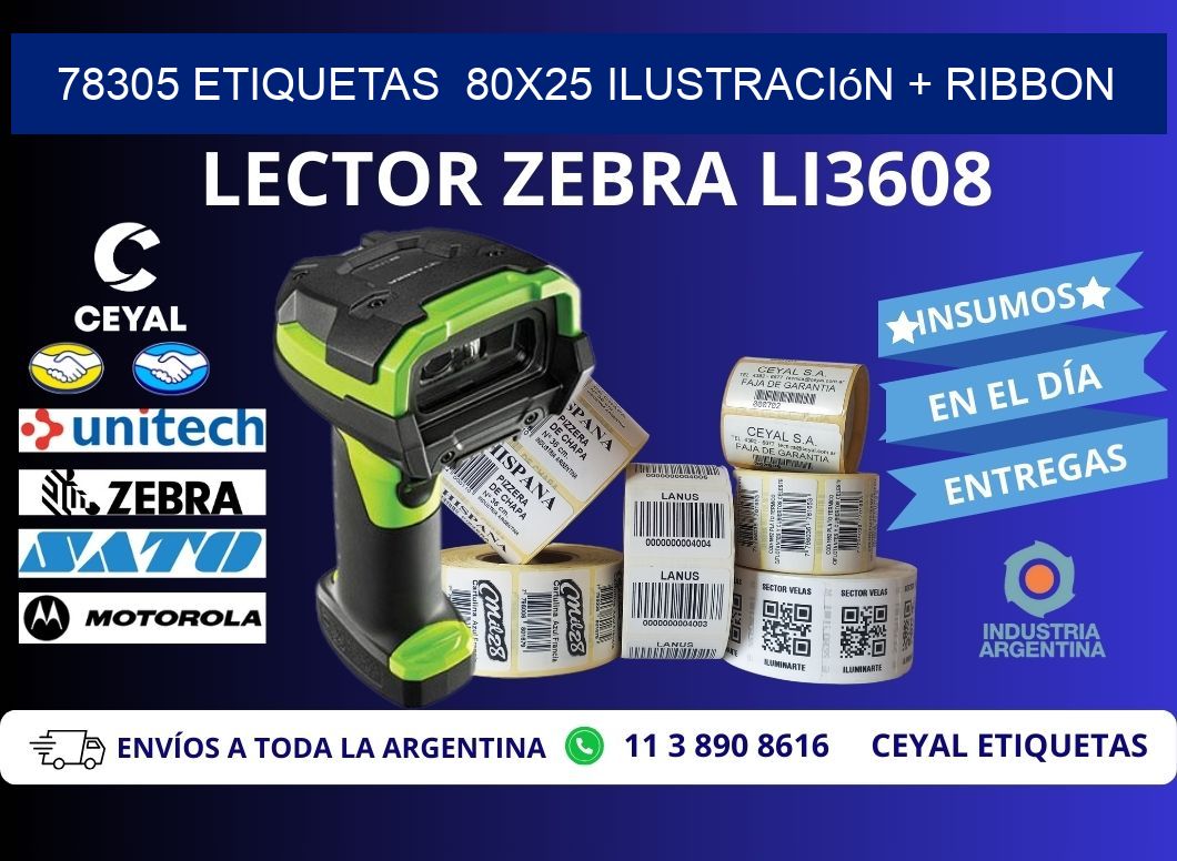 78305 etiquetas 80x25 ilustración + ribbon