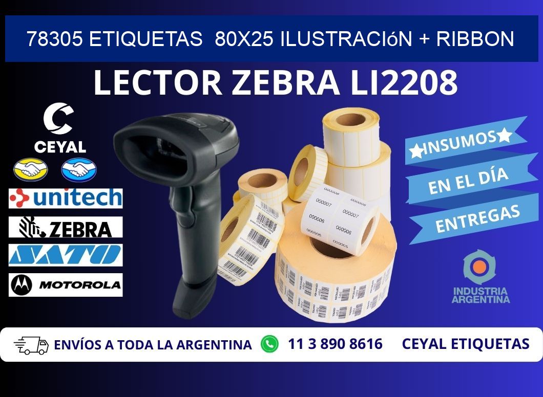 78305 etiquetas 80x25 ilustración + ribbon