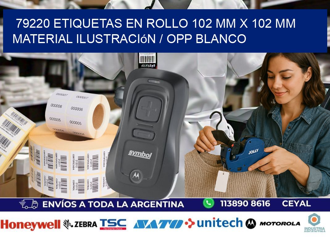 79220 Etiquetas en rollo 102 mm x 102 mm material Ilustración / OPP Blanco