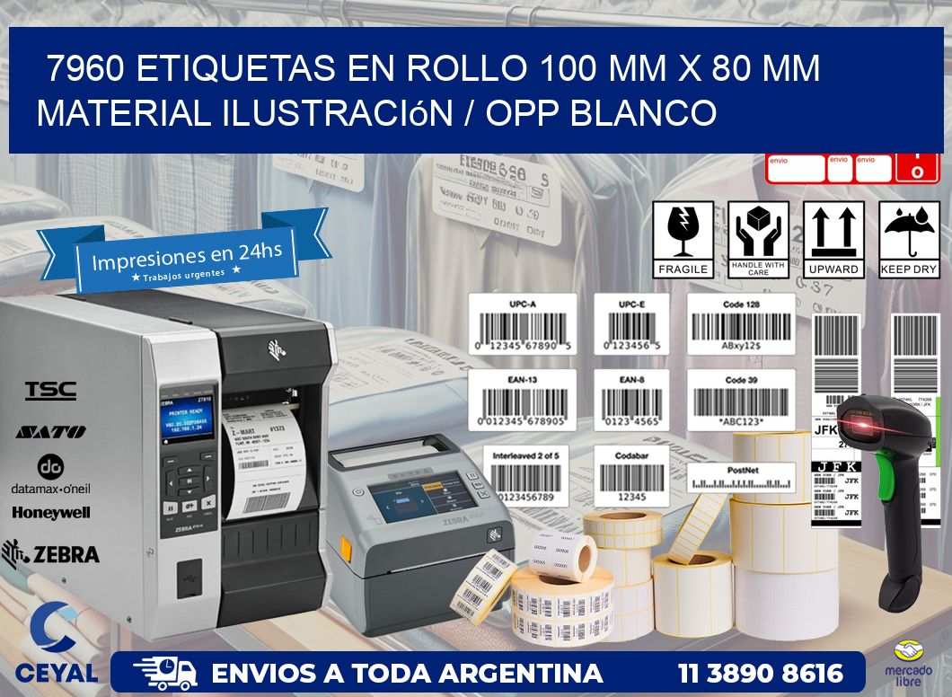7960 Etiquetas en rollo 100 mm x 80 mm material Ilustración / OPP Blanco