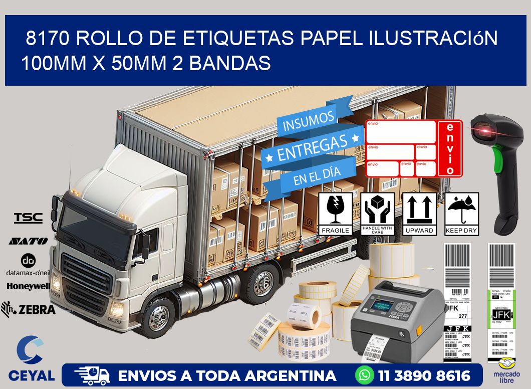 8170 Rollo de Etiquetas Papel Ilustración 100mm x 50mm 2 Bandas