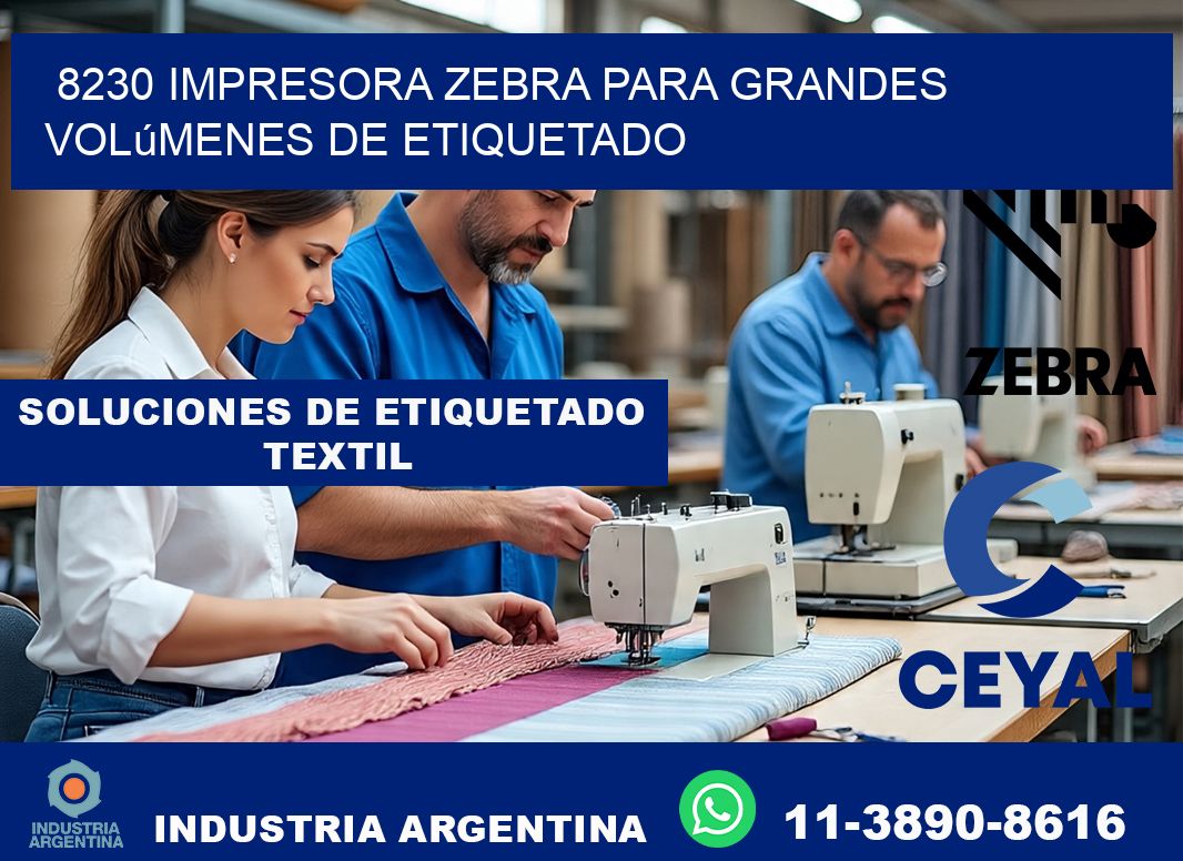 8230 impresora Zebra para grandes volúmenes de etiquetado