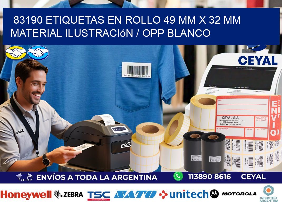 83190 Etiquetas en rollo 49 mm x 32 mm material Ilustración / OPP Blanco