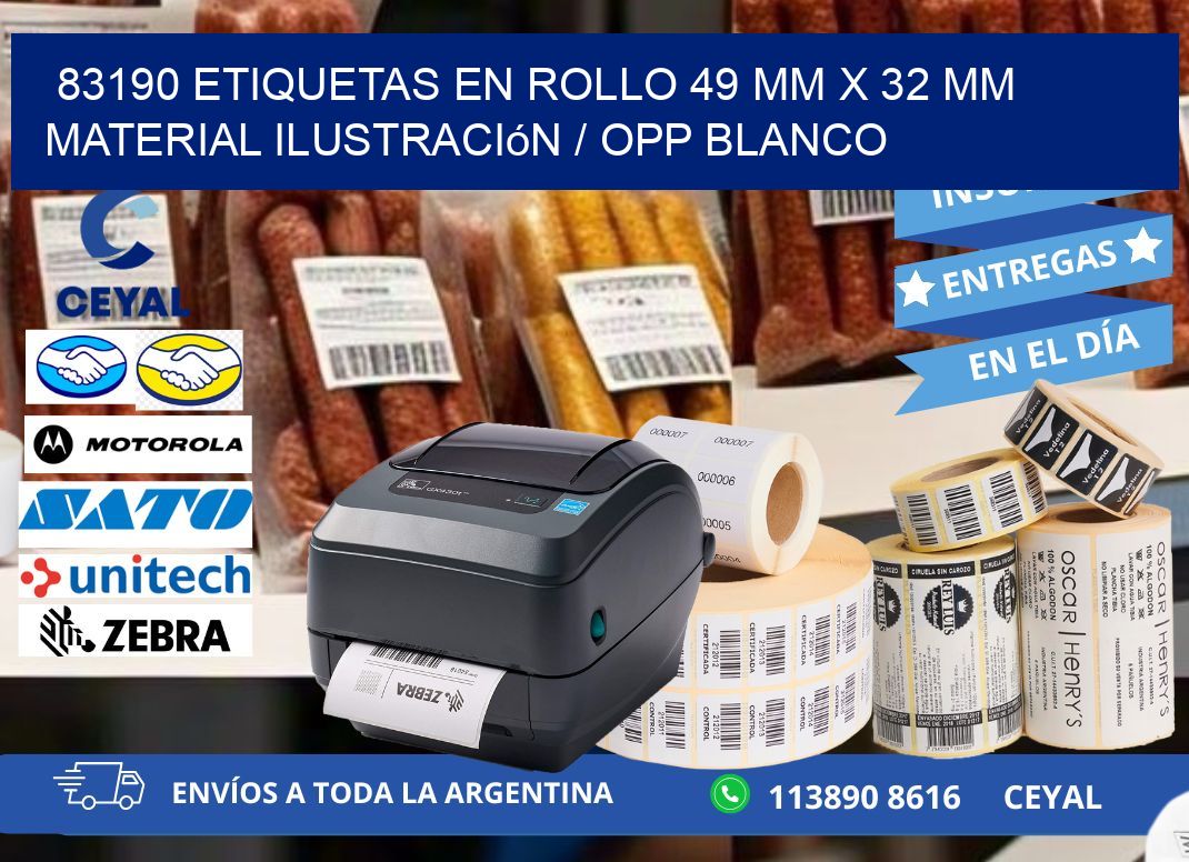 83190 Etiquetas en rollo 49 mm x 32 mm material Ilustración / OPP Blanco