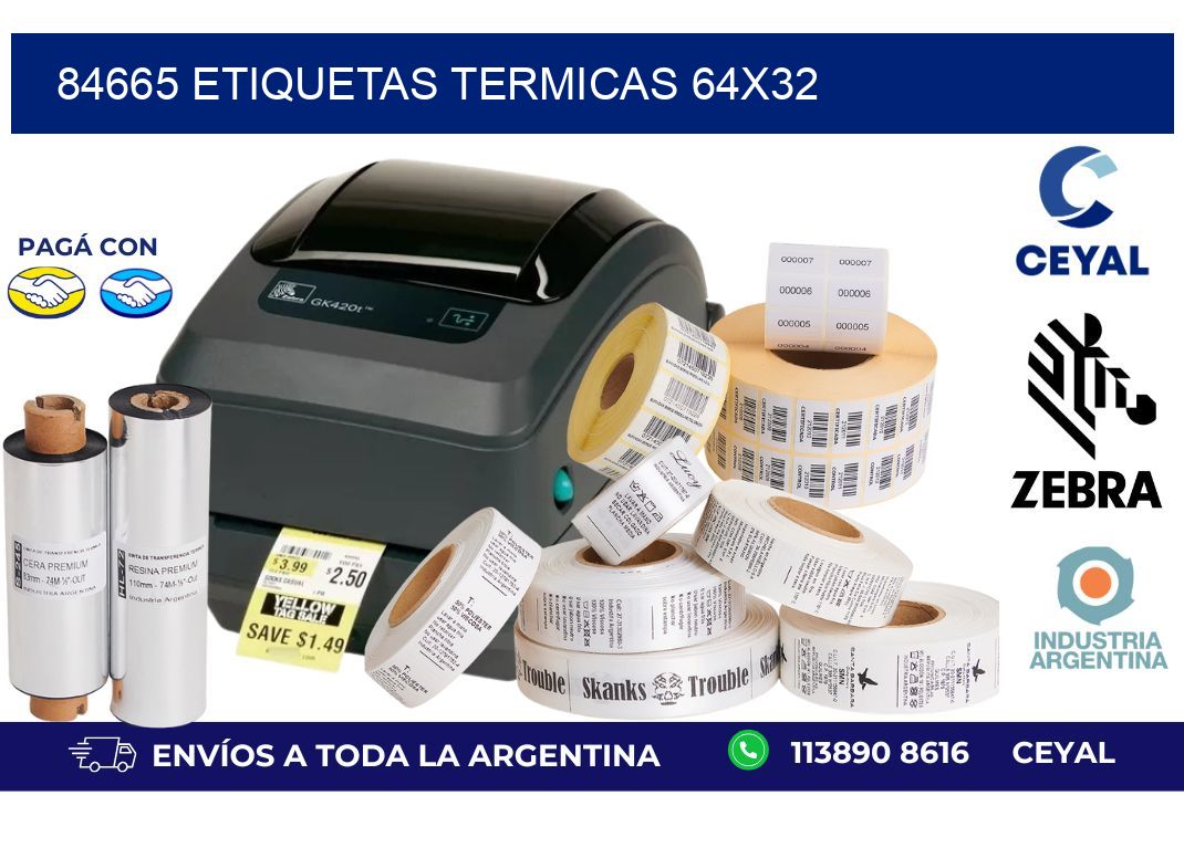 84665 etiquetas termicas 64x32