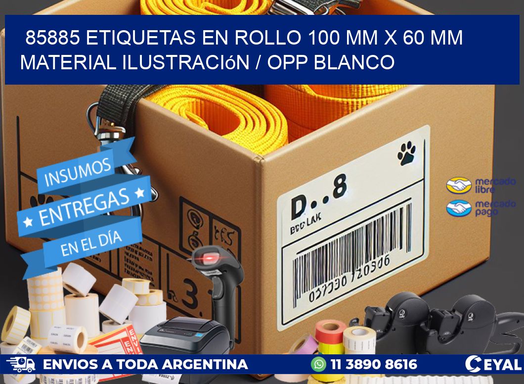 85885 Etiquetas en rollo 100 mm x 60 mm material Ilustración / OPP Blanco