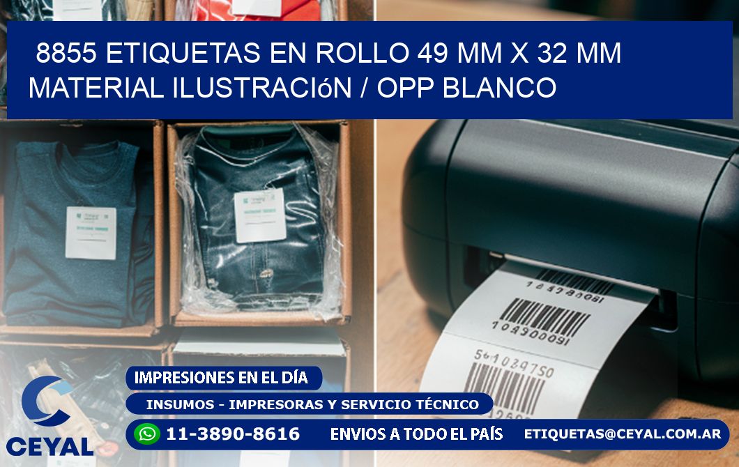 8855 Etiquetas en rollo 49 mm x 32 mm material Ilustración / OPP Blanco