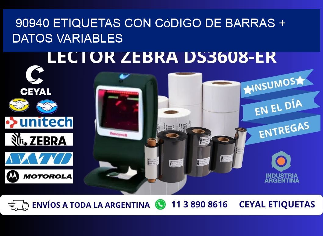 90940 etiquetas con código de barras + datos variables
