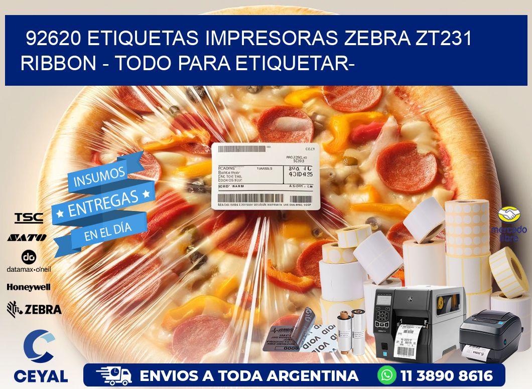 92620 etiquetas impresoras zebra zt231 ribbon - Todo para Etiquetar-