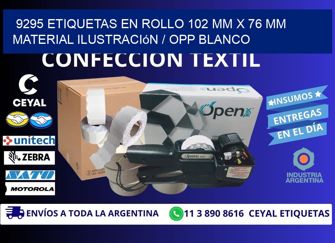 9295 Etiquetas en rollo 102 mm x 76 mm material Ilustración / OPP Blanco