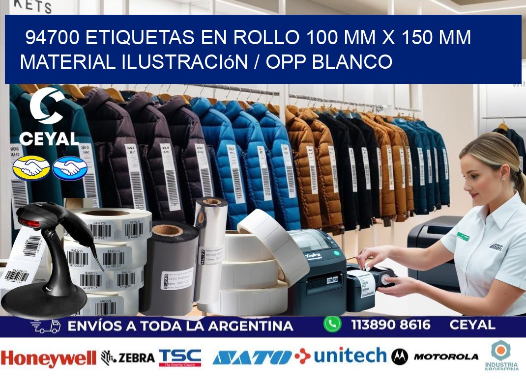 94700 Etiquetas en rollo 100 mm x 150 mm material Ilustración / OPP Blanco