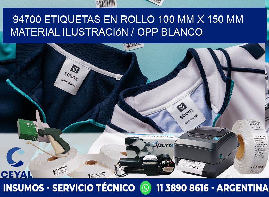94700 Etiquetas en rollo 100 mm x 150 mm material Ilustración / OPP Blanco