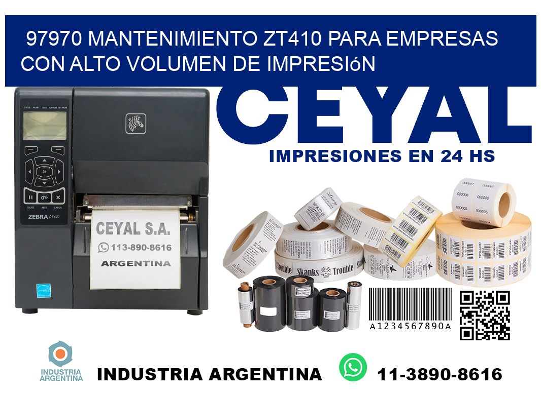 97970 mantenimiento zt410 para empresas con alto volumen de impresión
