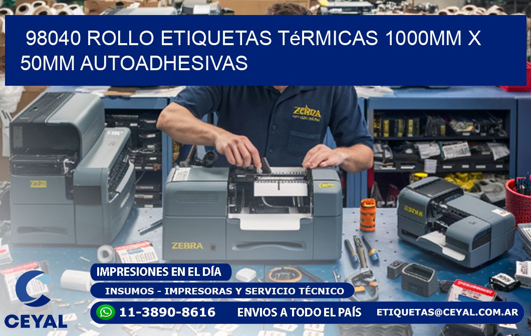 98040 Rollo Etiquetas Térmicas 1000mm X 50mm Autoadhesivas