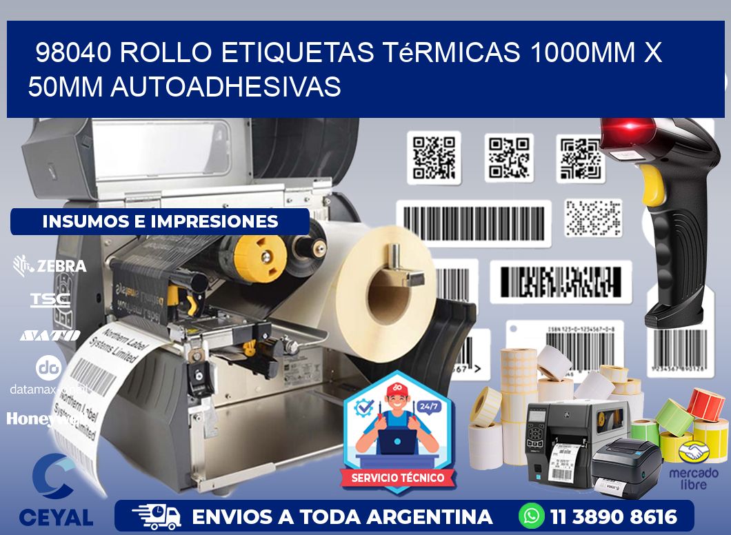 98040 Rollo Etiquetas Térmicas 1000mm X 50mm Autoadhesivas
