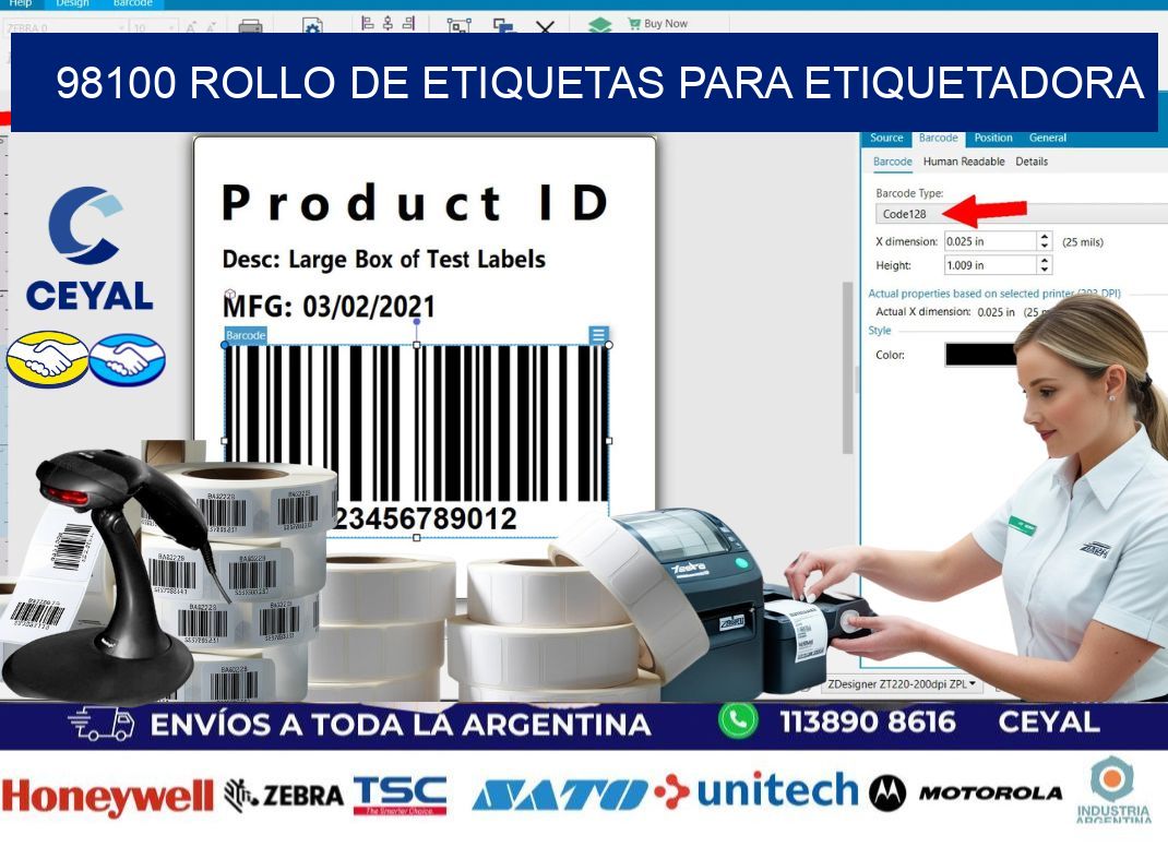 98100 rollo de etiquetas para etiquetadora