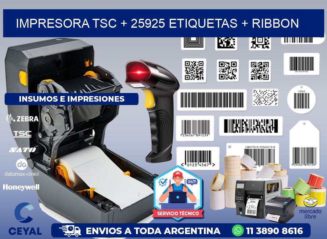 impresora TSC + 25925 etiquetas + ribbon