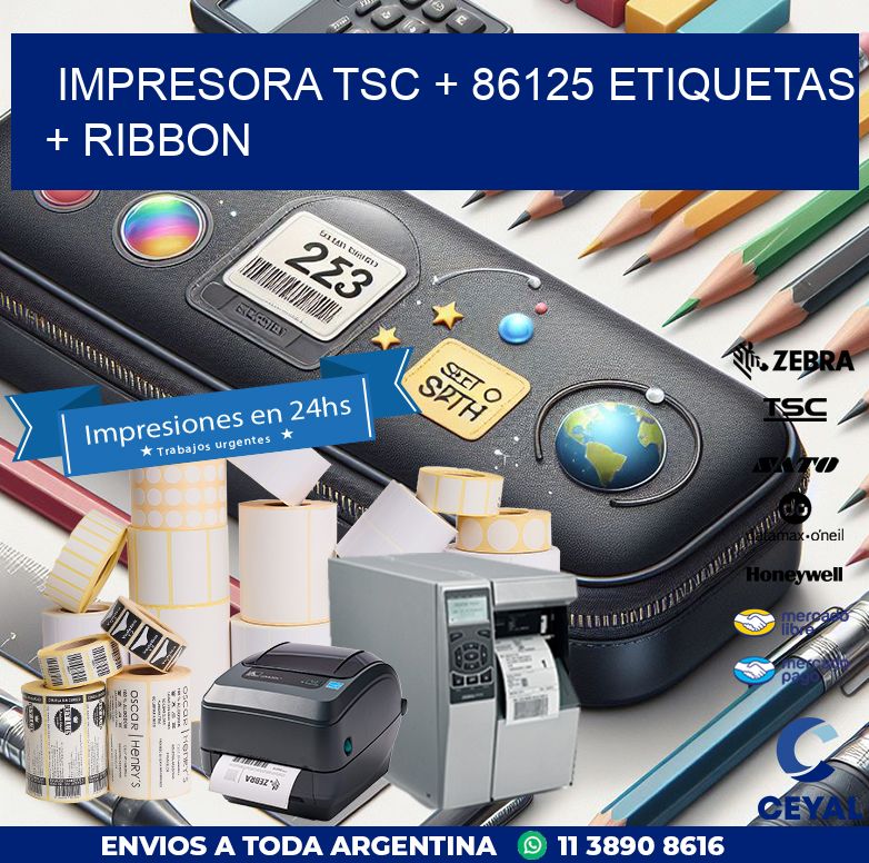impresora TSC + 86125 etiquetas + ribbon