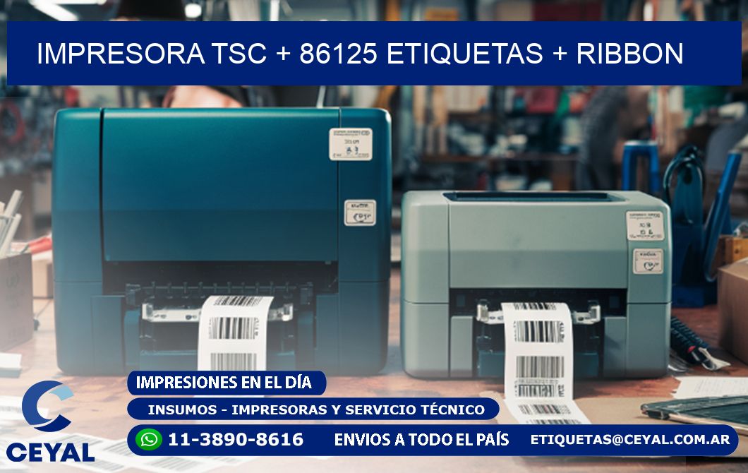 impresora TSC + 86125 etiquetas + ribbon