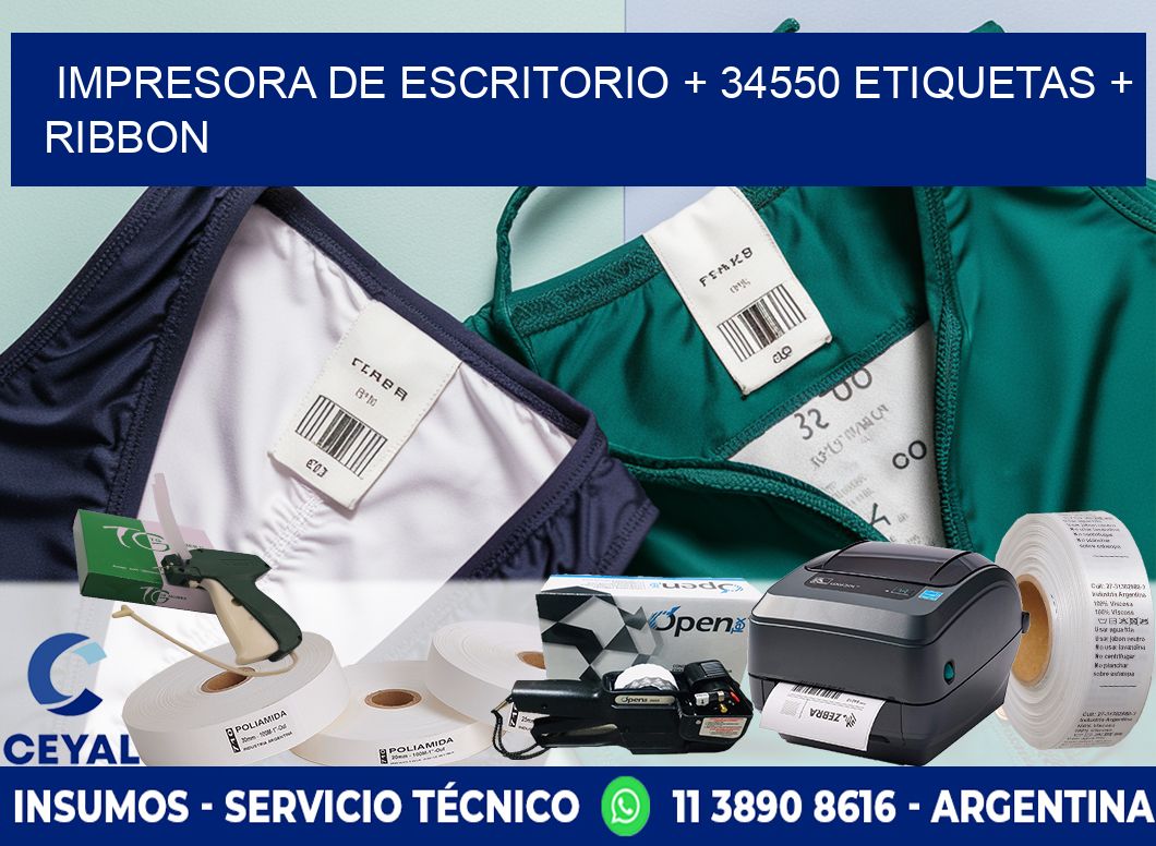 impresora de escritorio + 34550 etiquetas + ribbon