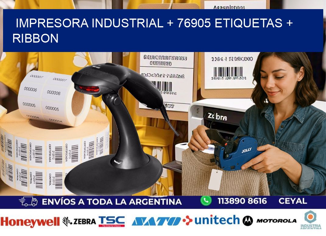 impresora industrial + 76905 etiquetas + ribbon