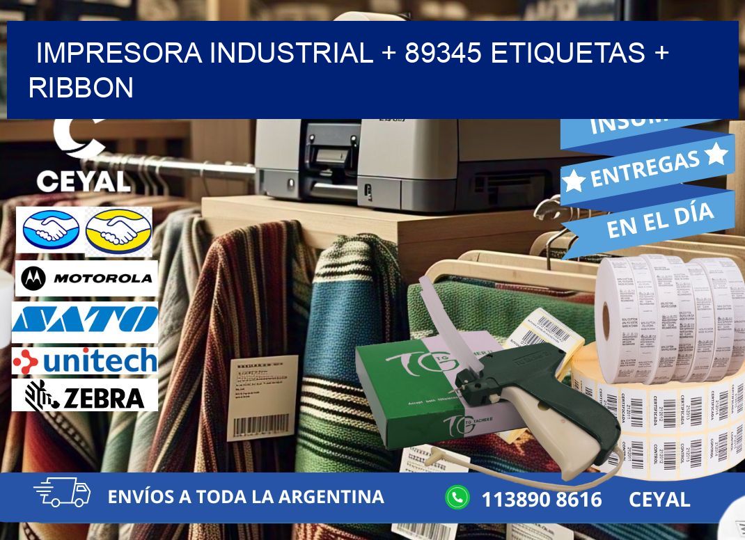impresora industrial + 89345 etiquetas + ribbon