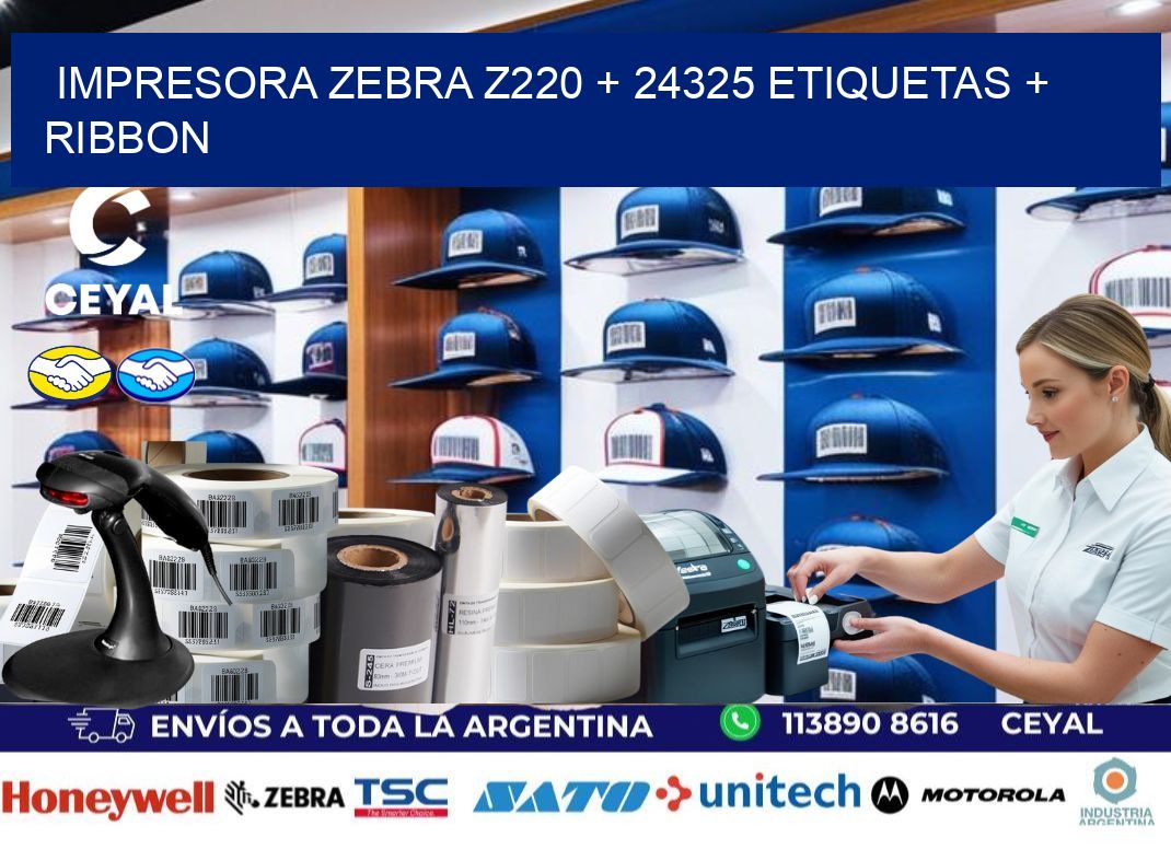 impresora zebra z220 + 24325 etiquetas + ribbon