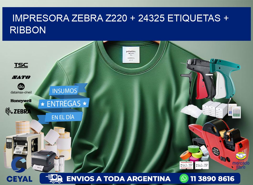 impresora zebra z220 + 24325 etiquetas + ribbon