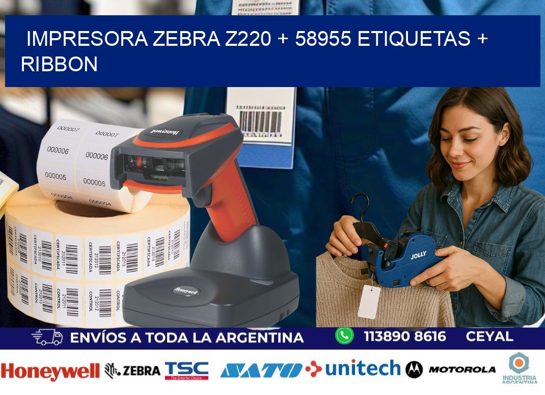 impresora zebra z220 + 58955 etiquetas + ribbon