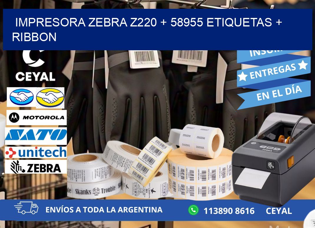 impresora zebra z220 + 58955 etiquetas + ribbon